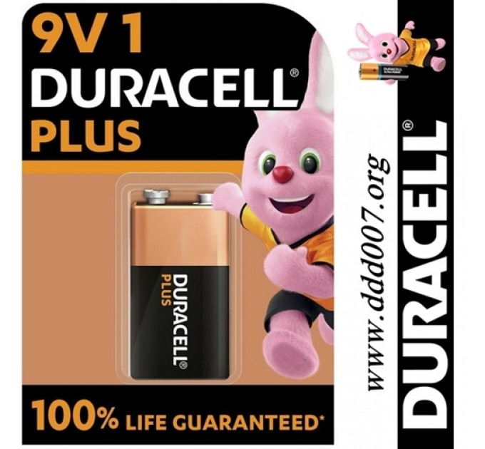 Батерия 9 V DURACELL PLUS 100% LIFE GUARANTEED