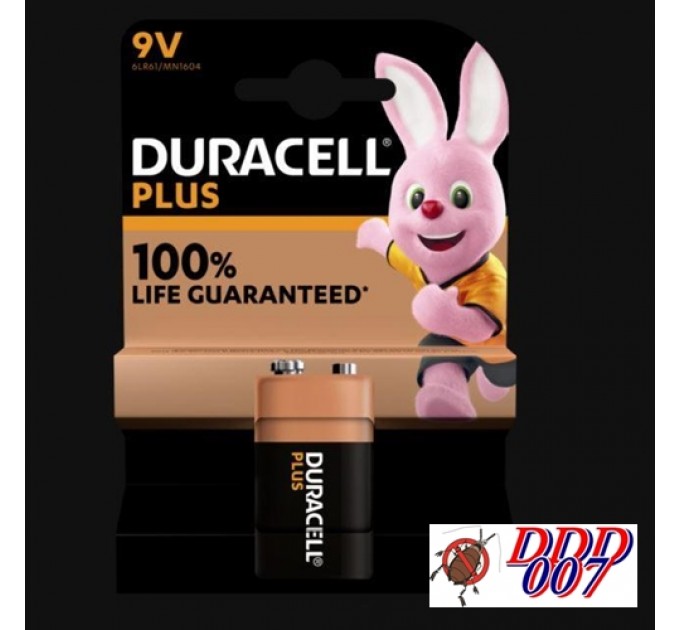 Батерия 9 V DURACELL PLUS 100% LIFE GUARANTEED