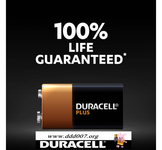 Батерия 9 V DURACELL PLUS 100% LIFE GUARANTEED