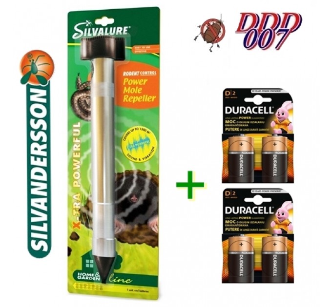 SILVALURE - уред против къртици, змии и сляпо куче с батерии Duracell